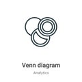 Venn diagram outline vector icon. Thin line black venn diagram icon, flat vector simple element illustration from editable Royalty Free Stock Photo