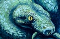 Venomous snake, oil painting, handmade