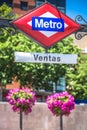 Ventas Metro Station Sign in Madrid Spain Royalty Free Stock Photo