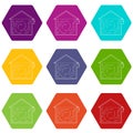 Ventilated home icons set 9 vector