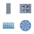 Ventilation extractor icons set cartoon vector. Wall electric extractor air fan