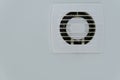 Ventilation grill on the white ceiling. there is dirt in the form of dust on the ventilation close-up photo with copy Royalty Free Stock Photo