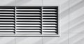 Ventilation Grille On White Facade Of Modern Building. Abstract Composition Of Shadows And Lines In Architecture Royalty Free Stock Photo