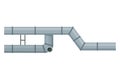 Ventilation pipe. Vent system element. Isolated cartoon part. Air system, steel pipe detail constructor on white