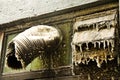 Ventilation shaft in a Hong Kong skyscraper building with dust Royalty Free Stock Photo