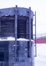 Ventilation shaft of Moscow subway at winter. background, urban. Royalty Free Stock Photo