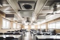 ventilation system in a classroom, bringing fresh air and removing stale air to keep students healthy