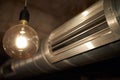 Ventilation system pipe indoors with modern interior. ventilation cleaning and maintenance concept Royalty Free Stock Photo