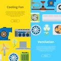 Ventilation vector industrial air conditioner heat cool conditioning system technology illustration backdrop set cooling