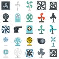 Ventilator icons set flat vector isolated