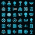 Ventilator icons set vector neon