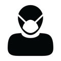 Ventilator mask icon vector for virus treatment safety protection person profile male avatar symbol for health care