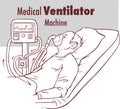 Ventilator Medical Machine Equipment fo Tracheostomy Patient Breathing in Operating Room Surgery Hospital Clinical ICU Intensive