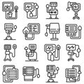 Ventilator Medical Machine icons set, outline style