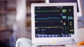 Ventilator monitor vital signs, EKG, ECG Royalty Free Stock Photo