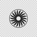 Ventilator symbol icon isolated on transparent background. Ventilation sign