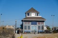 Ventnor City lifeguard headquarters on the beach in large gray building