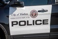 A City of Ventura Police Departement logo on on a Police SUV at the scene of a search of a suspect\'s vehicle.