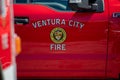 A Ventura City Fire Department logo and city seal on fire department engines and trucks.