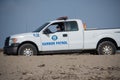 A Harbor Patrol vehicle at Ventura Harbor patrols the beach and shore