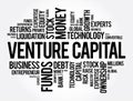 Venture Capital - form of investment in early-stage companies with strong growth potential, word cloud concept background