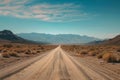 Venture down remote desert road, exploring barren landscape expanses