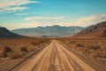 Venture down remote desert road, exploring barren landscape expanses