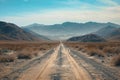 Venture down remote desert road, exploring barren landscape expanses