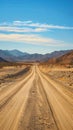 Venture down remote desert road, exploring barren landscape expanses