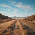 Venture down remote desert road, exploring barren landscape expanses