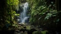 Lushness of a tropical waterfall hidden in a jungle