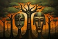 Ancient forest guardians, towering tree ents with deep-rooted wisdom - Generative AI