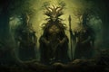 Ancient forest guardians, towering tree ents with deep-rooted wisdom - Generative AI