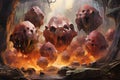 Massive trolls with boulders for fists - Generative AI