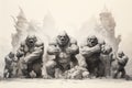 Massive trolls with boulders for fists - Generative AI