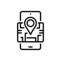 Black line icon for Venue, mobile and locale