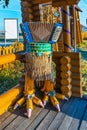 Accordion on chicken legs. Novy Sharap Village, Western Siberia