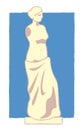 Venus de milo picture in simple style vector illustration. Greece greeting card design. Cartoon color drawing isolated Royalty Free Stock Photo