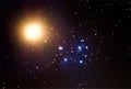 Venus and Pleiades star cluster conjunction Royalty Free Stock Photo