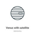 Venus with satellite outline vector icon. Thin line black venus with satellite icon, flat vector simple element illustration from Royalty Free Stock Photo