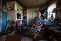 Vepsian local woman in her rural home.