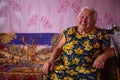 Vepsian local woman in them rural home.