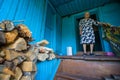 Vepsian local woman in them rural home.