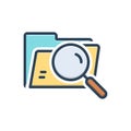 Color illustration icon for Ver, folder and search