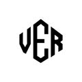 VER letter logo design with polygon shape. VER polygon and cube shape logo design. VER hexagon vector logo template white and Royalty Free Stock Photo