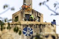 Athlete rappels down the Sagrado Coracao de Jesus sanctuary Royalty Free Stock Photo