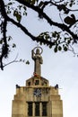 Athlete rappels down the Sagrado Coracao de Jesus sanctuary Royalty Free Stock Photo