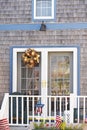 The veranda of a  American house is decorated with US decorations. Royalty Free Stock Photo