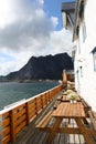 Veranda with a beautiful view. Lofoten islands, Norway.