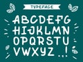 Veranda cursive font. Vector alphabet with latin letters in green theme